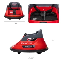 Aosom Bumper Car 12V 360° Rotation Electric Car for Kids, with Remote Control, Lights, Music, for 1.5-5 Years Old, Red(m-3)