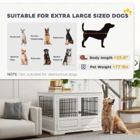 PawHut 43" Dog Crate Furniture with 3 Doors, Removable Tray, for Extra Large Medium Small Dogs, Indoor Use, White(m-8)
