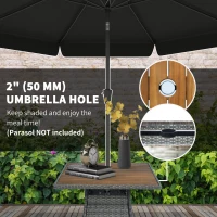Outsunny 5 Piece Rattan Patio Dining Set with Umbrella Hole, Cushions, Outdoor Patio Table and Chairs for Garden Backyard, Teak(m-5)