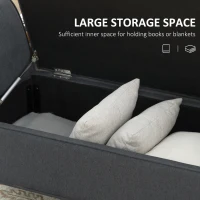 HOMCOM Modern Upholstered Storage Bench with Arms, Linen-Feel Fabric Ottoman Bench for Bedroom Entryway Living Room, Dark Gray(m-4)