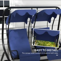 Outsunny 84A-052 Series 2-Seater Swing Canopy Replacement Top Cover, Blue(m-5)