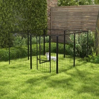 PawHut 8 Panel Pet Playpen Play Yard Fence Home DIY Heavy-Duty Metal Foldable Indoor Outdoor 39"H(m-8)