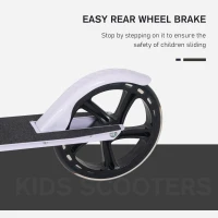 Aosom Kids Foldable Kick Scooter with Adjustable Height, Soft Textured Handles, Wide Deck, Brakes for Ages 7-14, 29.5" H - 39" H, White(m-5)