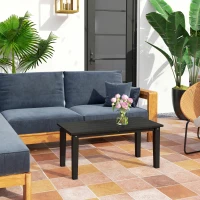 Outsunny Rectangle Outdoor Coffee Table, HDPE All-Weather Outdoor Patio Table with Slatted Tabletop for Yard, Balcony, Black(m-10)