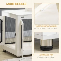 PawHut 37" Dog Crate Furniture with Cushion, Double Doors for Large Dogs, White(m-7)