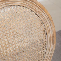 HOMCOM French-Style Upholstered Dining Chair Set, Armless Accent Side Chairs with Rattan Backrest and Linen-Touch Upholstery, Set of 2, Cream White(m-8)