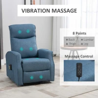 HOMCOM Electric Lift Chair, Power Chair Recliner with 8 Massage Vibration Points, Remote Control, Side Pockets, Blue(m-4)