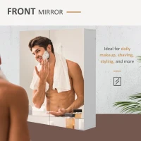 kleankin Wall Mounted Mirror Cabinet, Bathroom Medicine Cabinet with Mirror, 2 Doors, Adjustable Shelf and Soft Close Mechanism(m-6)