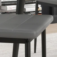 HOMCOM Modern Dining Chairs, Set of 4, High Back PU leather Upholstery and Metal Legs for the Living Room, Kitchen, Home Office, Grey(m-10)