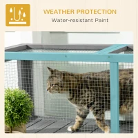 PawHut Outdoor Cat Tunnel with Extendable Design, 59" L Wooden Cat Run with Weather Protection, Connecting Inside and Outside, for Deck Patios, Balconies, Gray(m-8)