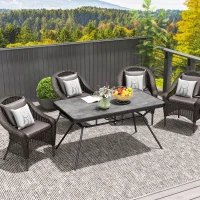 Outsunny Rectangle Outdoor Dining Table for 6, with 1.7" Umbrella Hole, Easy Clean DPC Plastic Tabletop, 55" x 31.5" x 28"(m-7)