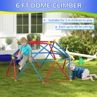 Outsunny 6 FT Climbing Dome Geometric Jungle Gym w/ Rust and UV-Resistant Steel, Up to 396 lbs, for 1-4 Children Aged 3-8 Years(m-4)