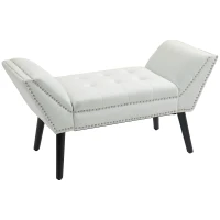 HOMCOM Modern Upholstered Bench, End of Bed Bench for Bedroom, Hallway Bench with Arms and Nailhead Trim(m-2)