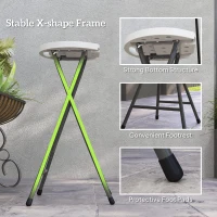 Outsunny Set of 4 Folding Outdoor Bar Stools, 29" Counter Height Stools with Handle, Indoor Outdoor Stool Chair with Footrest(m-7)
