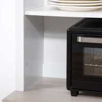 HOMCOM 70" Kitchen Hutch, Freestanding Storage Pantry Cabinet with 3-Tier Shelving, Sideboard with Adjustable Shelves and Open Countertop, White(m-9)