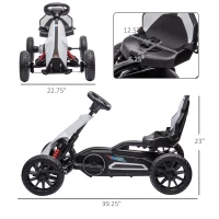 Aosom 12V Electric Go Kart for Kids w/ Adjustable Speed, White(m-3)
