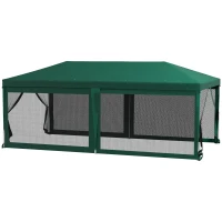 Outsunny 10' x 20' Party Tent, Outdoor Wedding Canopy & Gazebo Shade Shelter with 6 Removable Sidewalls for Event, BBQ, Green(m-11)
