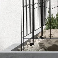 Outsunny 4 Pack Garden Fencing for Yard, Decorative Fence Panels as Animal Barrier and Flower Edging, Circle, Black, Wave(m-9)