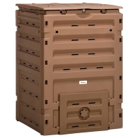 Outsunny Garden Compost Bin, 120 Gallon (450L) Garden Composter, BPA Free, with 80 Vents and 2 Sliding Doors, Lightweight & Sturdy, Fast Creation of Fertile Soil, Brown