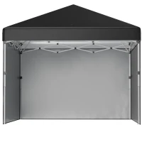 Outsunny 10' x 10' Pop Up Canopy Tent with 3 Sidewalls, Leg Weight Bags and Carry Bag, Height Adjustable, Instant Party Tent Event Shelter Gazebo for Garden, Patio, Black(m-11)
