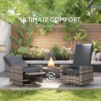 Outsunny Outdoor Rattan Wicker Lounge Chair with Footrest & Soft Cushion for Patio, Garden, Backyard, Grey(m-5)