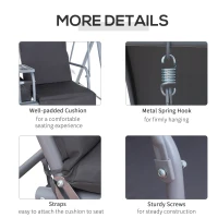 Outsunny 2-Seater Outdoor Porch Swing with Canopy and Table, Patio Swing Chair for Garden, Poolside, Backyard, Gray(m-6)