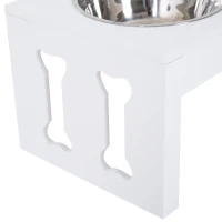 PawHut 23" Modern Decorative Raised Dog Bowls, Wooden Heavy Duty Pet Food and Water Bowl, Elevated Feeding Station, White(m-8)