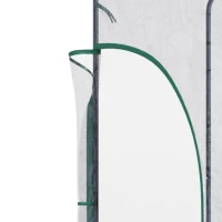 Outsunny 5' x 4' x 7' Lean-to Greenhouse, Walk-in Wall Mounted Hot House & Plant Nursery with 2 Zippered Roll Up Doors, Sloping PVC Cover, Green and Clear(m-9)