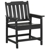Outsunny All-Weather Patio Chair, HDPE Patio Dining Chair, Heavy Duty Wood-Like Outdoor Furniture for Garden, Backyard, Deck, Porch, Lawn, Black(m-11)
