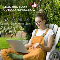 Outsunny Patio Wooden Rocking Chair, Wagon Outdoor Rocker Chair with Slatted Design and Wheel Armrests for Garden, White(m-5)