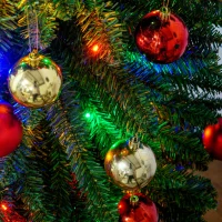 HOMCOM 8' Artificial Pencil Christmas Trees Holiday Decoration with Colorful LED Lights, Steel Base, Skinny Shape(m-9)