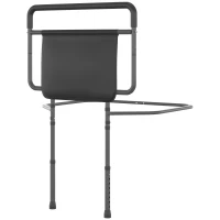 HOMCOM Bed Rail for Adults Safety, Height Adjustable Bed Assist Rail Grab Bar with Storage Pocket, Grey(m-9)