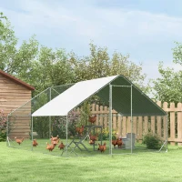 PawHut 25 lbs Capacity Automatic Chicken Poultry Feeder with a Galvanized Steel and Aluminium Build, Weatherproof Design(m-8)