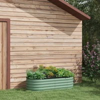 Outsunny 4.9' x 2' x 1.4' Galvanized Raised Garden Bed Kit, Metal Planter Box with Safety Edging, Green(m-10)