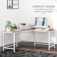 HOMCOM L Shaped Desk, 59" x 59" Computer Corner Desk, Home Office Gaming Desk, Study Writing Workstation, Oak(m-4)