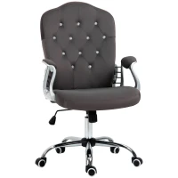 Vinsetto Office Chair, Velvet Computer Chair, Button Tufted Desk Chair with Swivel Wheels, Adjustable Height, Tilt Function, Dark Grey(m-11)