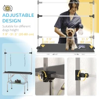 PawHut Adjustable Dog Grooming Table with 2 Safety Slings, Storage Basket, Black(m-4)