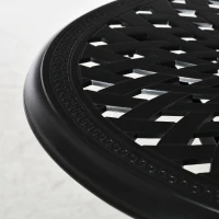 Outsunny 30" Round Patio Dining Table with Umbrella Hole, Antique Cast Aluminum Outdoor Bistro Table Only, Black(m-6)