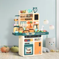 Qaba Play Kitchen for Kids with Sink Water, Music, 113 Toys, Color-Changing Food, Educational Pretend Role Playset Imaginative Toy with Spray Music Light, for 3-6 Years Old(m-10)