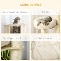 PawHut 55" Cat Tree, Wood Cat Tower for Indoor Cats with Scratching Post, Condo Bed, Natural(m-5)