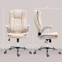 HOMCOM Microfiber Executive Office Chair, Desk Chair with Padded Flip-up Arms, Adjustable Height and Tilt Function, White(m-3)