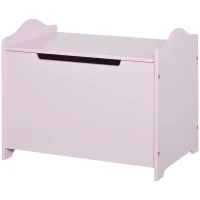 Qaba Kids Wooden Toy Storage Box Organizer Chest with Magnetic Hinge, Large Chest Space, & Groove Handle, Pink(m-11)