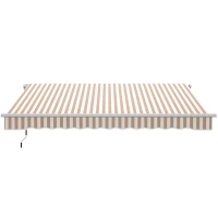Outsunny 12' x 10' Retractable Awning Patio Awnings Sun Shade Shelter with Manual Crank Handle, 280g/m² UV & Water-Resistant Fabric and Aluminum Frame for Deck, Balcony, Yard, Beige and White(m-11)