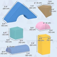 Qaba 11 Piece Soft Play Equipment for Kids 6-72 Months, Dark Colour(m-3)