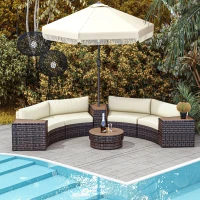 Outsunny 8 Piece Patio Furniture Set with 4 Rattan Sofa Chairs & 4 Tables with Storage & Umbrella Hole, Mixed Brown(m-10)