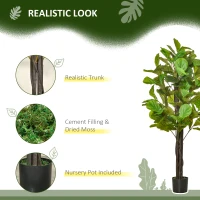 HOMCOM 5FT Artificial Fiddle Leaf Fig Tree Faux Decorative Plant in Nursery Pot for Indoor Outdoor Décor(m-4)