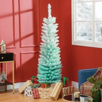 HOMCOM 5ft Pencil Christmas Trees, Skinny Artificial Christmas Tree for Xmas Holiday Decor, Gradient Blue(m-8)