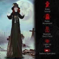 HOMCOM 6' Life Size Outdoor Animated Prop Zombie with Realistic Skeleton Chest, Scary Sharp Teeth, Sound and Motion Activated(m-7)