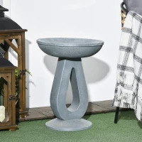 Outsunny Outdoor Resin Bird Bath, 20.1" Tall Birdbath with Stone Look, Standing Bird Feeder for Garden, Yard, Patio(m-8)