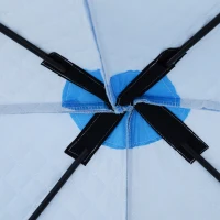 Outsunny 8 Person Ice Fishing Shelter, Pop-up Ice Fishing Tent, Ice Shanty, Portable and Insulated, with 2 Doors and Carrying Bag, Light Blue(m-8)